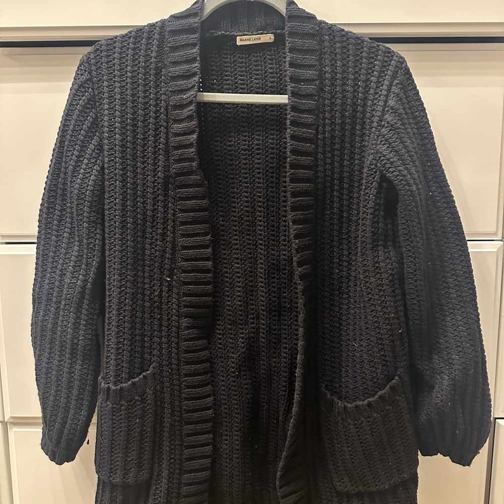 Marine Layer Black Textured Cardigan